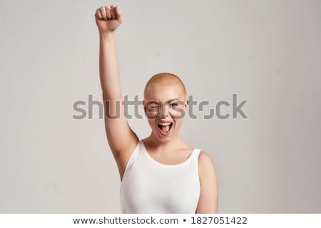 Foto stock: Solidarity Womans Hand Over In Studio