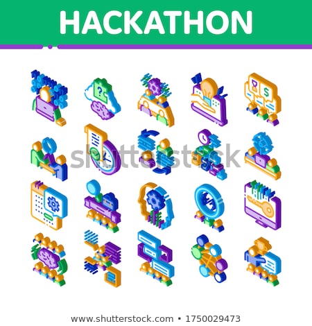 Hackathon Development Isometric Icons Set Vector Foto stock © pikepicture