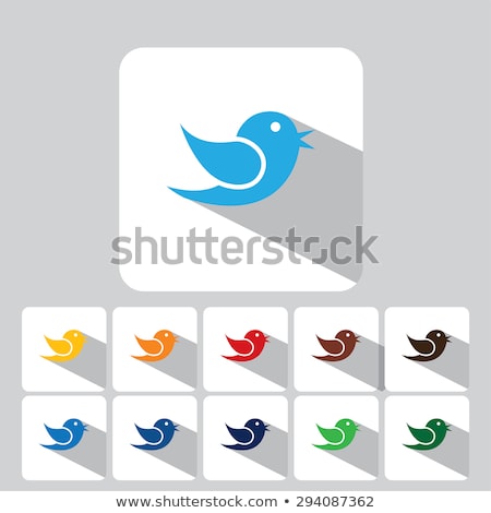 Foto d'archivio: Cute Blue Vector Twitter Birds Icons Collection Isolated On Whit