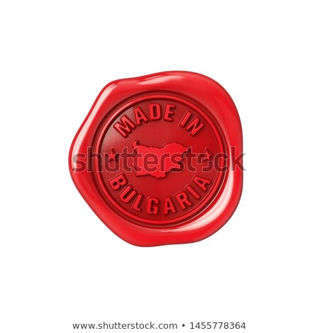 Foto stock: Made In Bulgaria - Stamp On Red Wax Seal