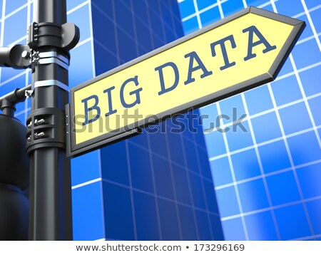 Stock fotó: Big Data On Yellow Roadsign