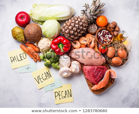 Stockfoto: Pegan Diet Paleo And Vegan Products