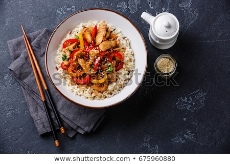 Stockfoto: Chicken Stir Fry With Vegetables And Rice