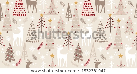 ストックフォト: Christmas Card With Cute Gnome Reindeer And Snowman