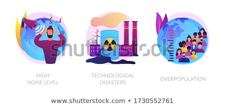 Foto stock: Environmental Problems Caused By Human Factor Negative Impact On Nature Vector Concept Metaphor