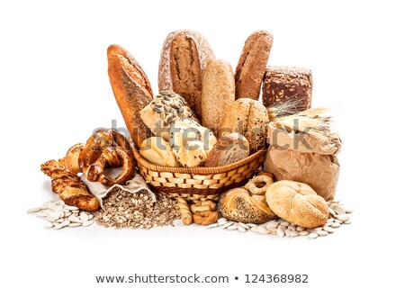 Foto stock: Baguette Bread Of Different Varieties On A White Background Rye Wheat And Whole Grain Bread Isola