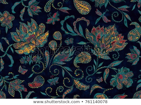 Stockfoto: Floral And Butterfly Paisley Seamless Pattern Illustration