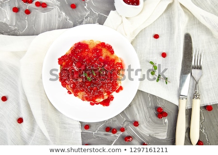 Stockfoto: American Pancake With Jam - Berry Viburnum Cranberry
