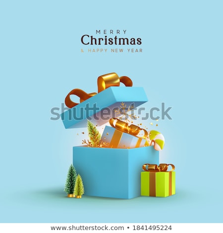 Stock fotó: Christmas Illustration With Gift Box