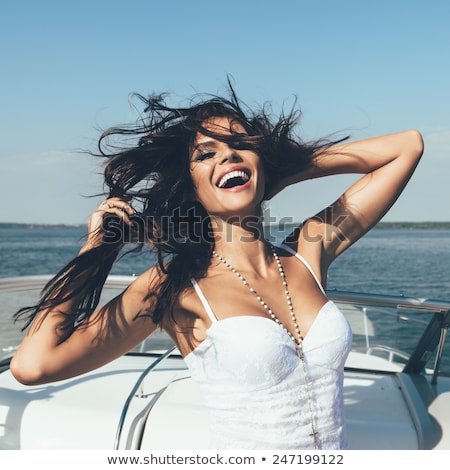 ストックフォト: Beautiful Woman On Sailboat