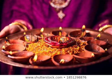 ストックフォト: Bengali Woman Holding A Puja Thali