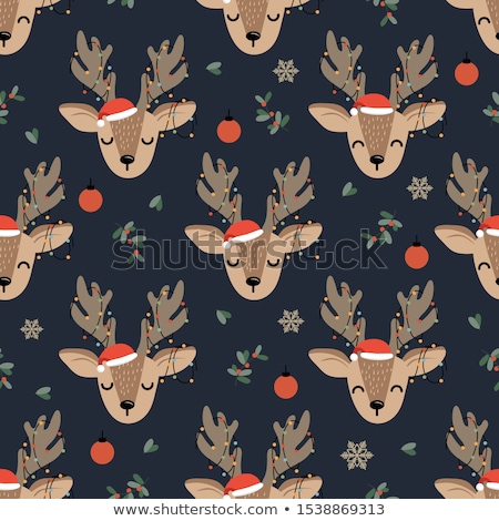 ストックフォト: Seamless Pattern With Reindeers And Christmas Snowflakes