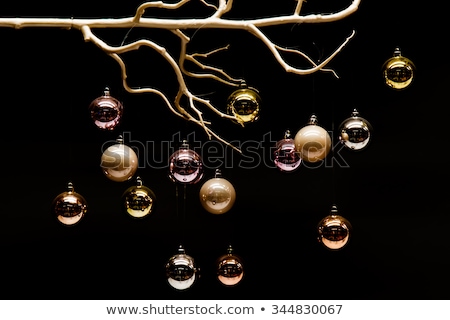 Foto stock: Black Christmas Ball With Ribbon And Bow On White Background Vector Illustration