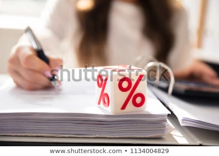 Stock photo: White Cubic Block With Red Percentage Sign