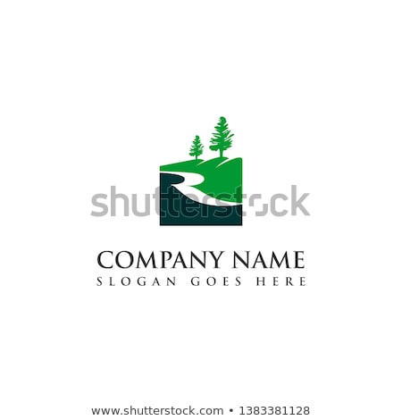 Stock fotó: River Water Flow And Tree Landscape Icon Vector Illustration