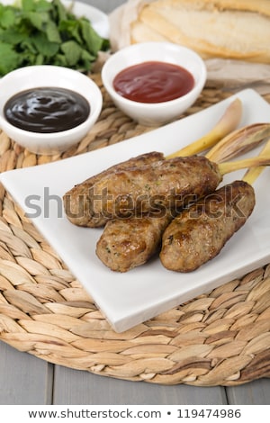 Stock photo: Asian Dish With Bread And Sate