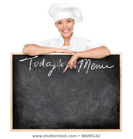 Happy Female Chef Pointing At Billboard Stock foto © Maridav