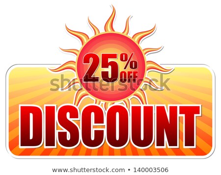 Foto stock: Summer Discount And 25 Percentages Off In Label With Sun