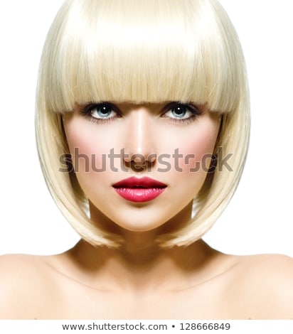 Stock fotó: Fashion Blond Girl Beauty Portrait Woman White Short Hair Iso