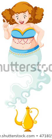 Stock foto: Genie Lady Floating Over The Lamp