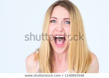 Foto stock: Woman Screams Fear And Emotions