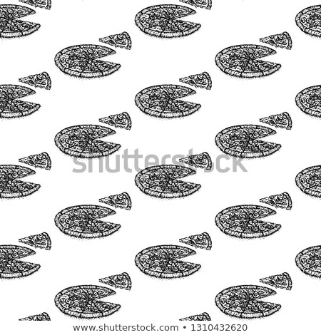 Сток-фото: Dotwork Pizza Seamless Pattern