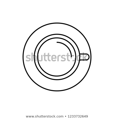 Сток-фото: Cup Of Tea With Saucer Top View Icon Vector Outline Illustration