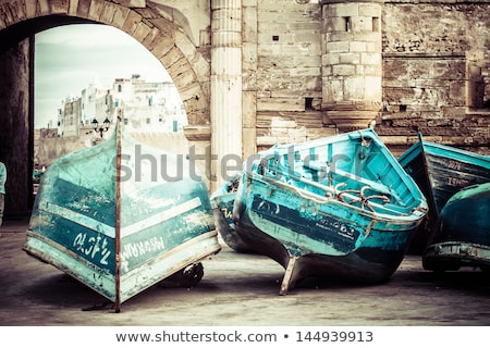Zdjęcia stock: Zczegółowo · Starej · łodzi · Rybackiej · Malowane · Na · Niebiesko