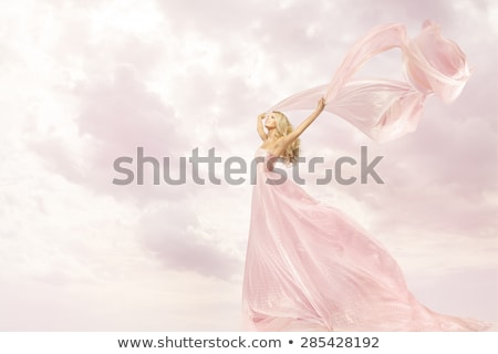 Foto stock: Woman With Pink Silk Scarf
