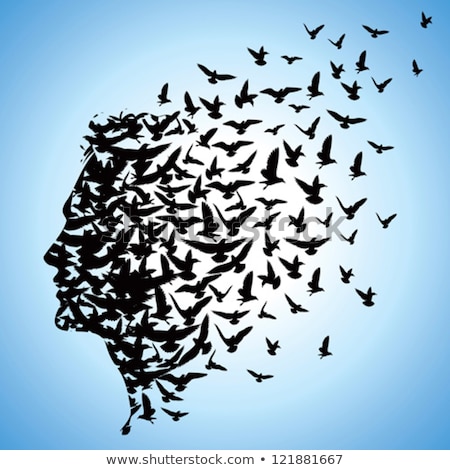 Сток-фото: Head With Flying Birds Vector