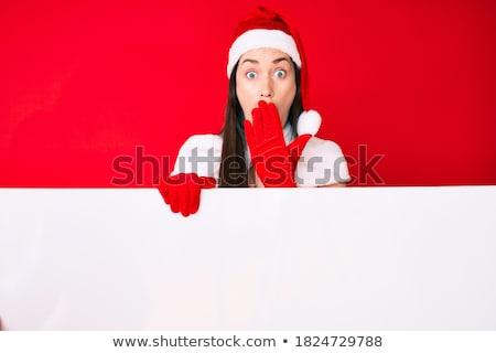 Foto stock: Santa Woman With Banner