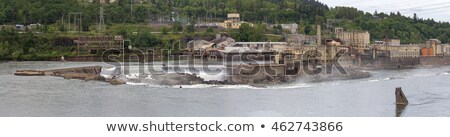 Foto stock: Willamette Falls Paper Mills In Oregon Panorama