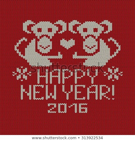 Foto stock: Knitted Monkey Symbol 2016 Year Of The Monkey