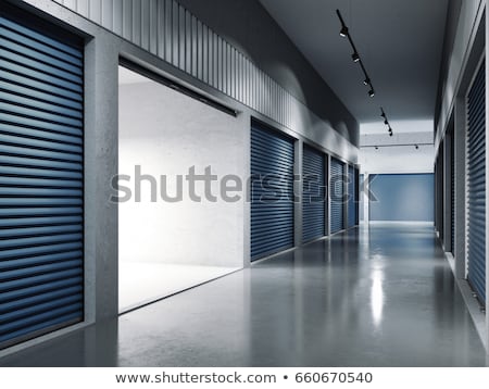 Zdjęcia stock: Storage Facilities With Blue Doors Opened Door 3d Rendering