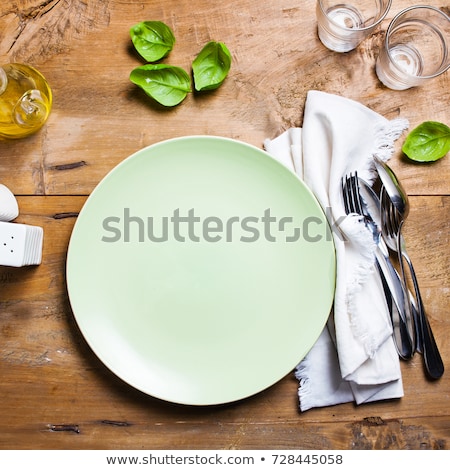 Foto stock: Empty Plate With Cutlery