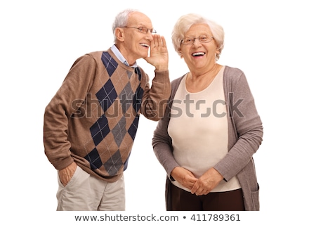 ストックフォト: Senior Couple Posing On Studio White Background