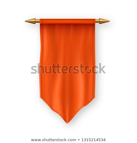 Stok fotoğraf: Orange Pennat Flag Vector Marketing Display Textile Fabric Canvas Heraldic 3d Realistic Isolated
