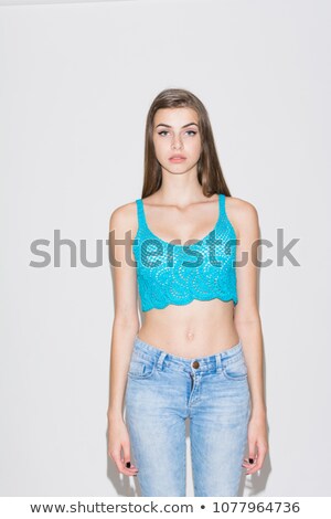 Stock fotó: Beauty Portrait Beautiful Brunette Woman Wearing Crop Top With