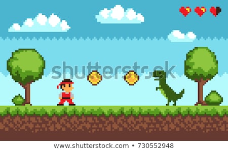 Stock photo: Pixel Art Style Character In Game Arcade Play