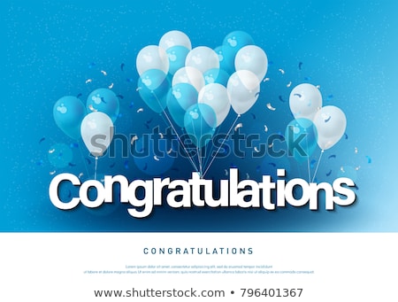 Stok fotoğraf: Congratulations Card Template With Colorful Balloons