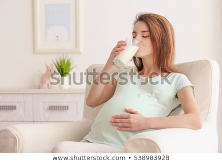 ストックフォト: Pregnant Woman Drinking Milk