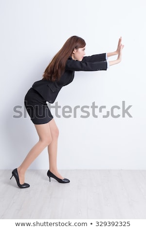 ストックフォト: Business Woman Push Something