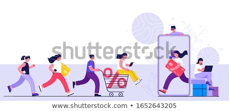 Zdjęcia stock: Mobility Concept Vector Illustration Of Young People Using Mobile Smartphones Flat Vector Illustrat
