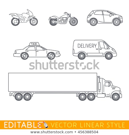 ストックフォト: Large Sport Sedan Line Art Vector Illustration