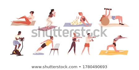 Stock fotó: Aerobics Spinning Woman Exercise Workout At Gym