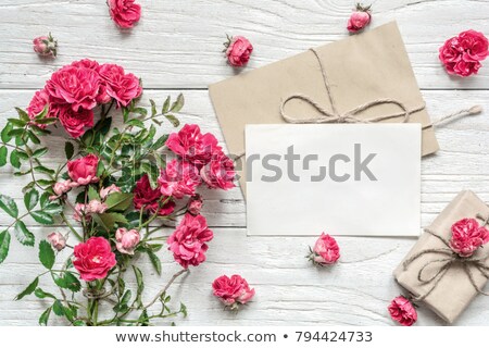 Stock foto: Vintage Postcard For Invitation With Bunch Of Pink Roses