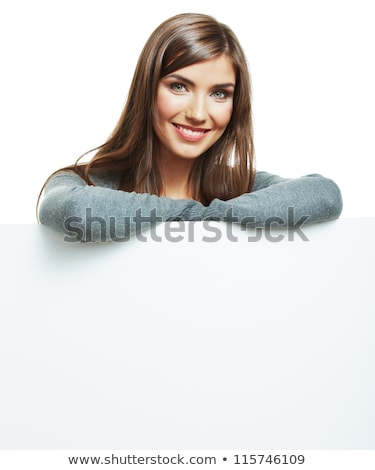 Stock fotó: Smiling Teenage Girls Holding White Blank Board