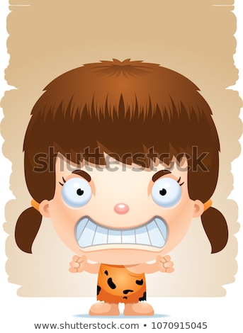 Stockfoto: Angry Cartoon Girl Caveman