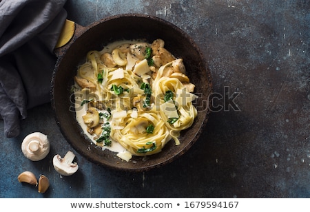 Foto stock: Pasta With Chicken And Mushroom