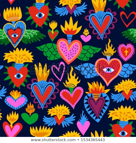 Foto stock: Sacred Heart Cartoon Icon Background Pattern